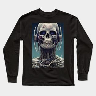 Skeleton Astronaut | Space Skull | Dystopian Art | Skull Astronaut Artwork | Fantasy Astronaut Skull Long Sleeve T-Shirt